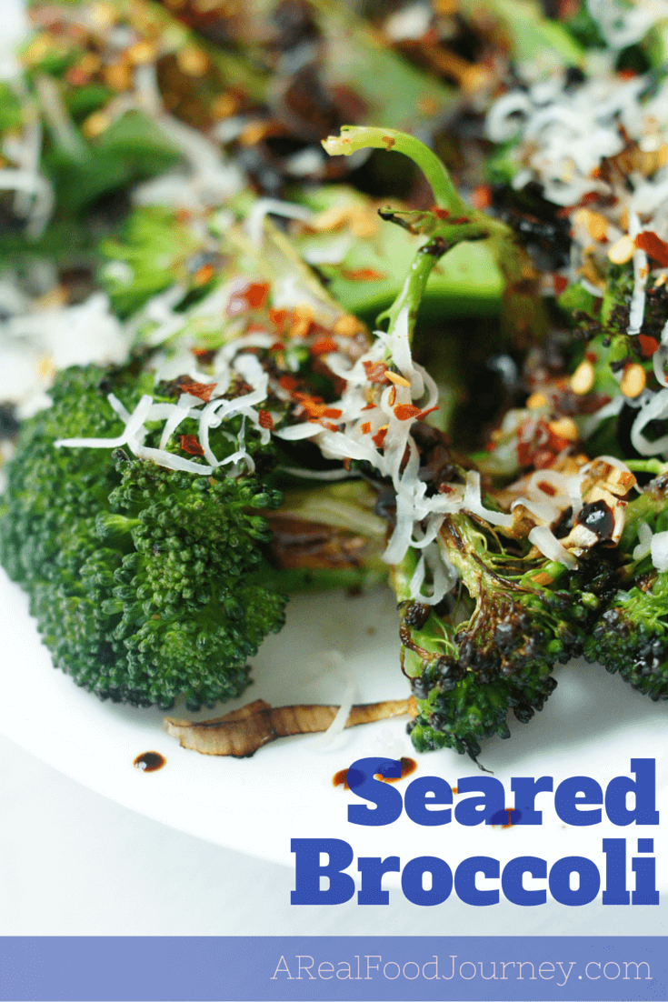 Quick, simple and flavorful seared broccoli recipe. Made with real food ingredients and on the table in about 15 minutes. All I know is I hate broccoli and even I like this recipe! Try it with your kids!