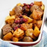 Spice Apple, Pumpkin and Sausage One Pan Dinner