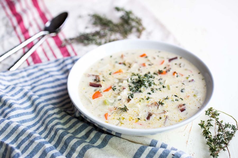 Clam chowder that is dairy free! Amazing! 