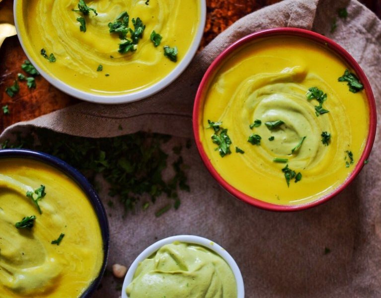 Butternut squash soup with avocado cream! deliciously dairy free and AIP friendly! 