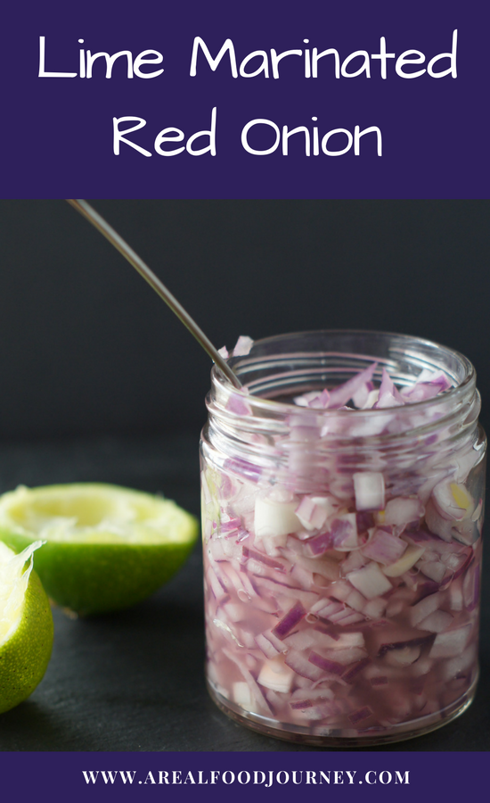 Learn how to make marinated red onions with lime juice. Just 3 ingredients for the perfect taco topping!