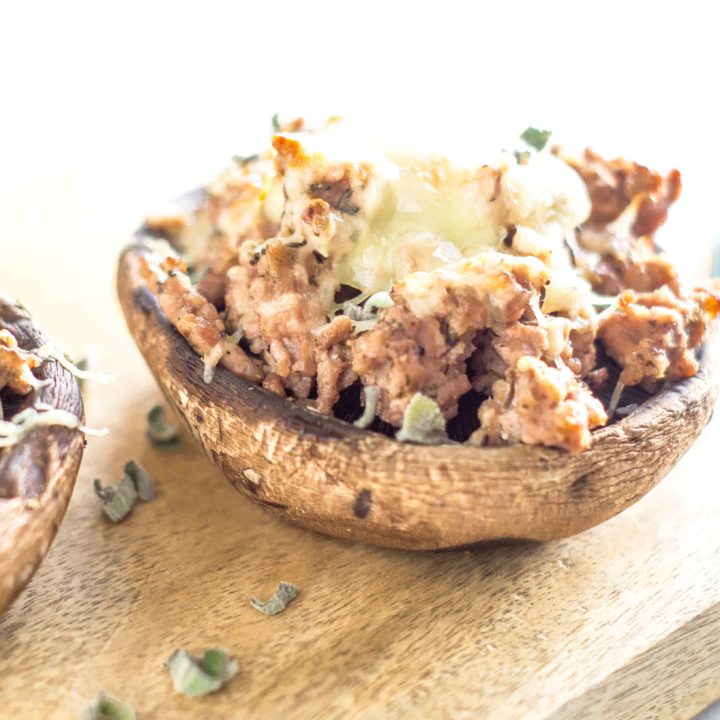Healthy Stuffed Mushrooms with Sausage and Sage
