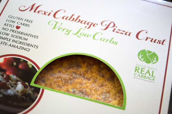 A box of low carb pizza crust from kbosh
