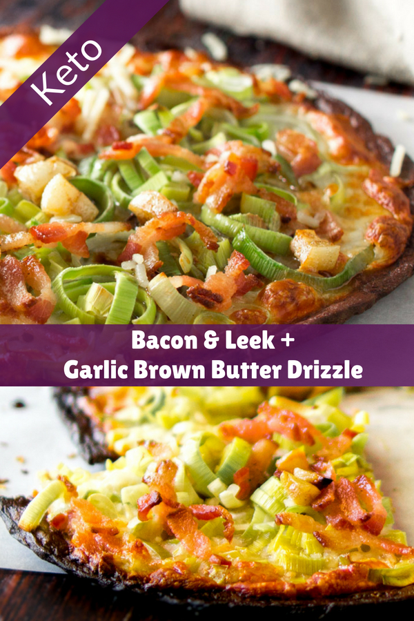 Bacon leek and garlic butter low carb pizza 