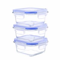 Kinetic 55078 6 Piece Glassworks Elements Square Food Storage Set with Vented Lids, Clear