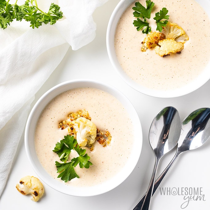 Healthy Creamy Roasted Cauliflower Soup Recipe